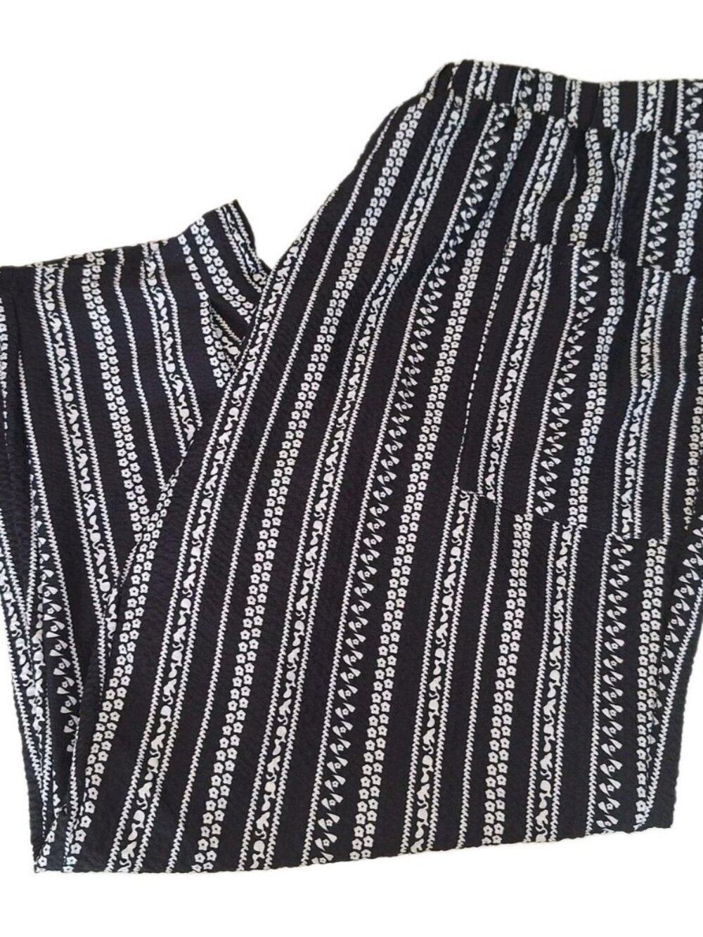 Black White Plus Size 3XL Casual Pants With Pockets Unbranded